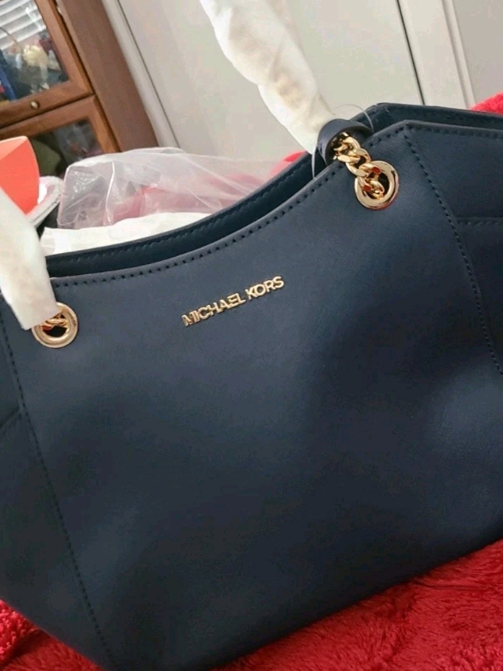 Michael Kors Navy Saffiano Leather Chain-Handle Tote **Authentic** - Picture 8 of 8